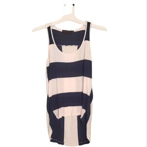 The Limited Navy and White Striped Hi-Low Tank Top Size S Small
